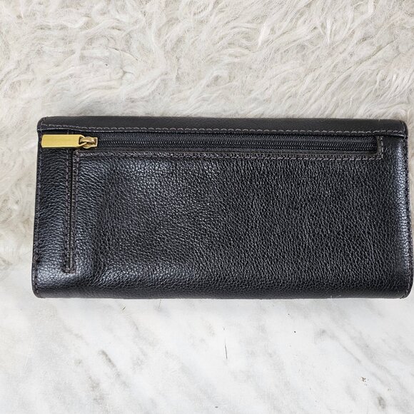 Fossil Black Pebbled Leather Long Wallet - Picture 2 of 9
